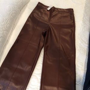 Ann Taylor Faux Leather Wide Leg Crop